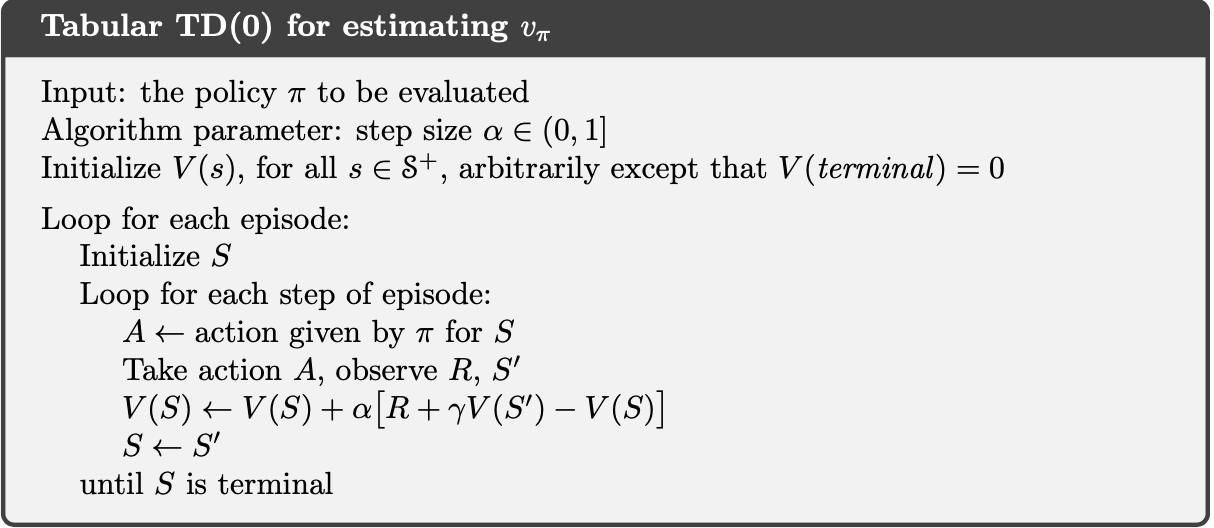 TD(0) : One Step Temporal Difference